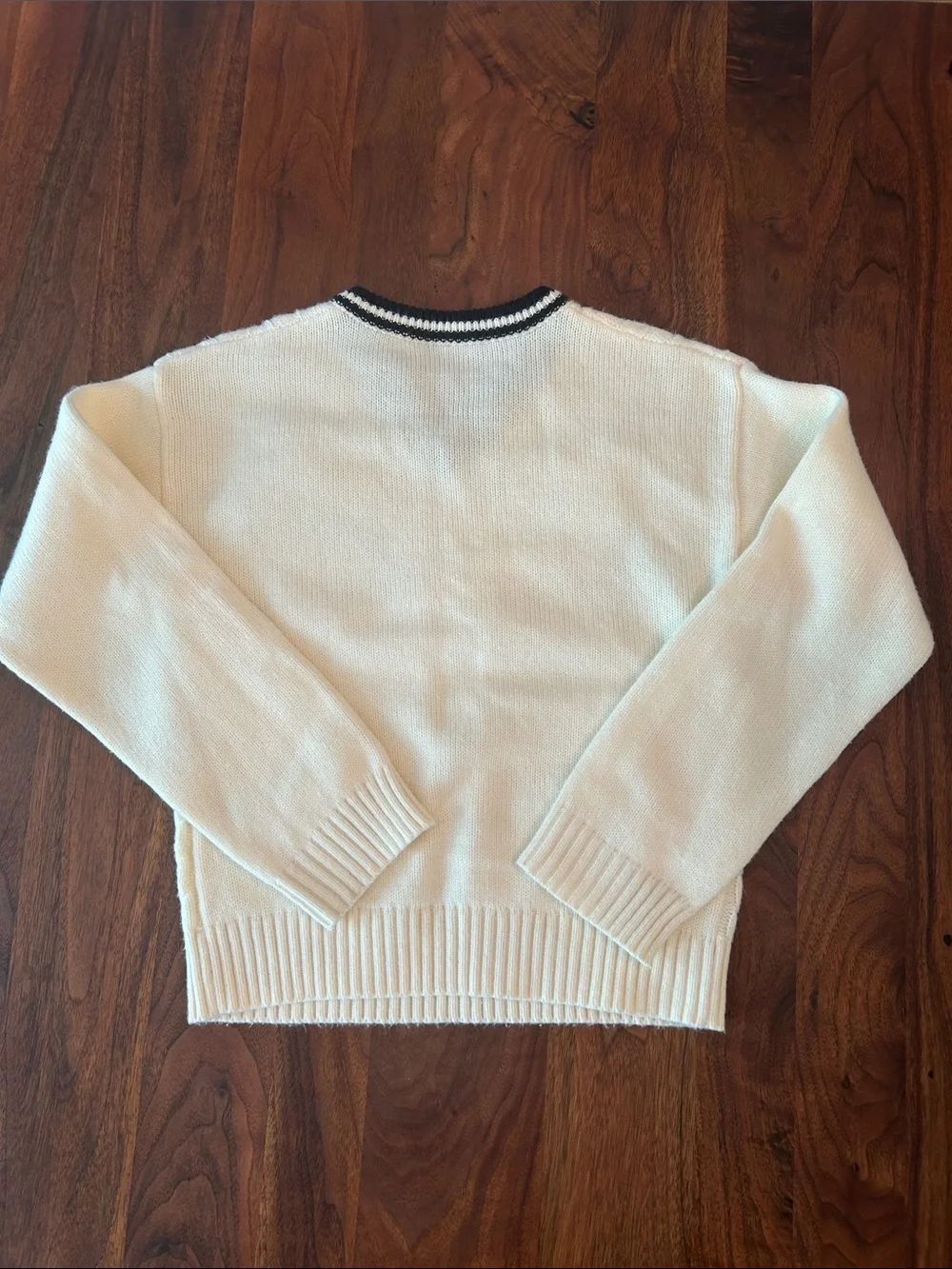 Bonnie Jean: Girls Cream Cable-Knit Sweater and pleated plaid skirt